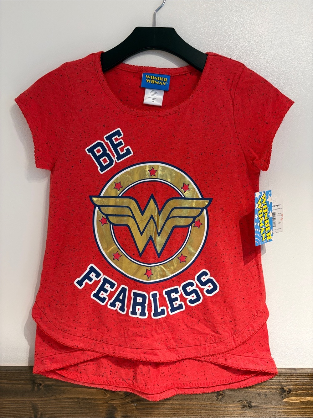 NWT sz 14 girls Wonder Woman 'Be Fearless' Red Graphic Tee